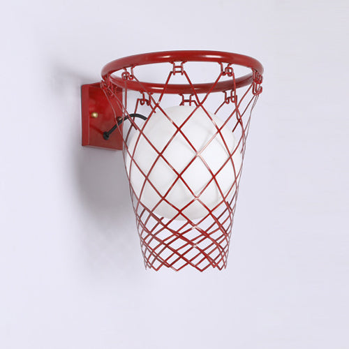 Frendorf | Slamora Kinder Wandleuchte | Basketballkorb Design | Glas & Metall | Art Déco Stil | Schlafzimmerlicht