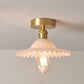 Frendorf | Lotuvia Japanische Vintage Deckenleuchte | Glas & Messing | Lotus Design | Semi-Flush-Mount