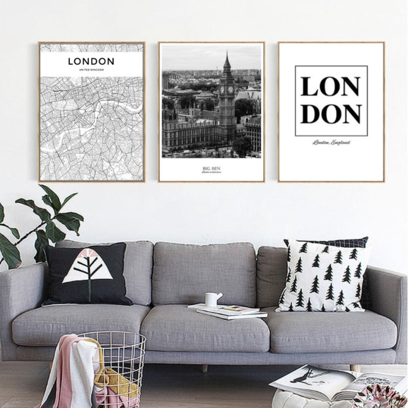 London Karte Landschaft - Leinwand Wandkunst Malerei