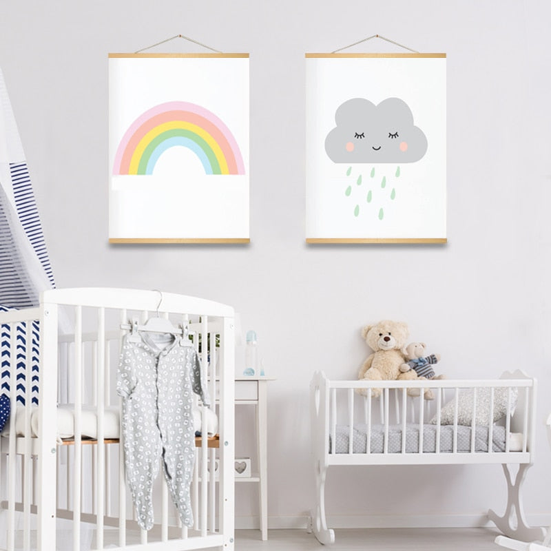 Moderne Cartoon Regenbogen - Leinwand Wand Kunst Gemälde