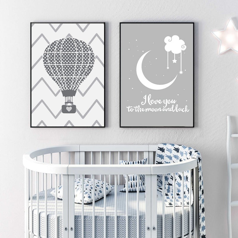 Kinderzimmer Ich liebe dich bis zum Mond und zurück Luftballon Poster