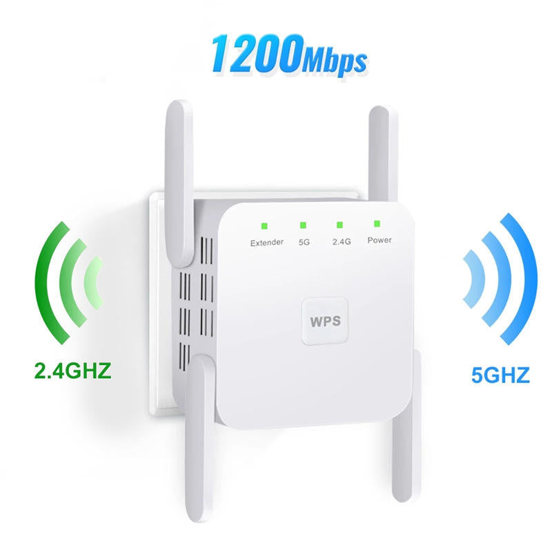 Frendorf | 1200Mbps 5GHz Wireless WiFi Extender | Verbessern Sie Ihr Internet mit Dual-Band-Repeater & Firewall