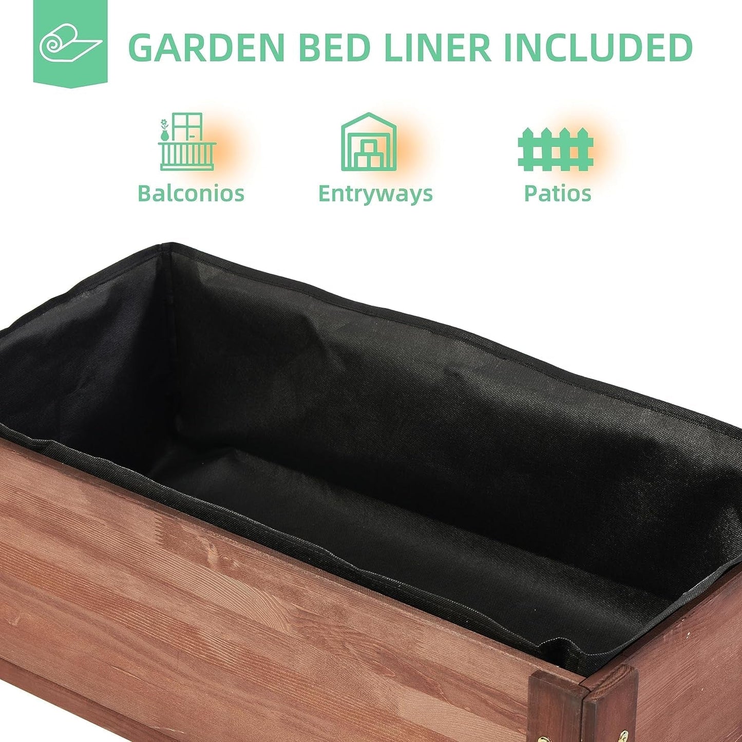 Frendorf | 31X31X16 Zoll Erhöhter Gartenbeet mit Beinen, Erhöhte Holzpflanzbox für Outdoor-Pflanzen Blumen Früchte Gemüse Kräuter Anbau