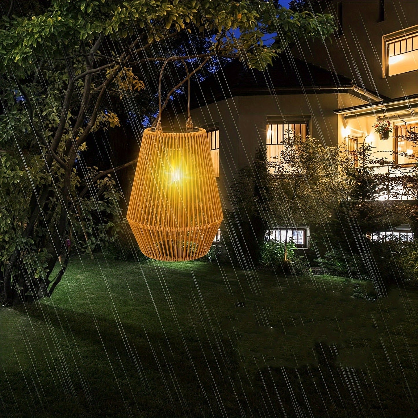 Frendorf | Boho Solar Pendant Lamp Set – Nachhaltige Wicker Laternen für Garten und Balkon