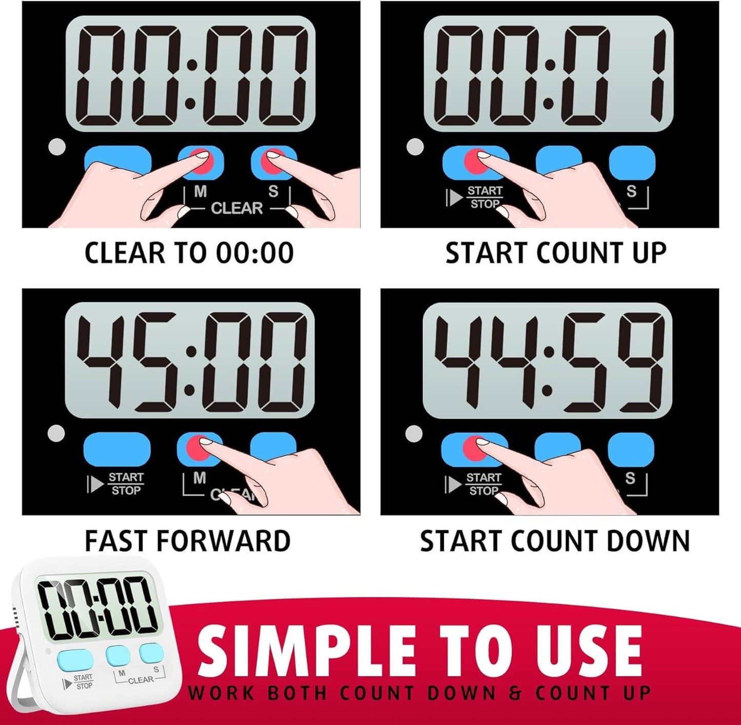 Frendorf | Pack Digitale Küchen-Timer mit Magnet
