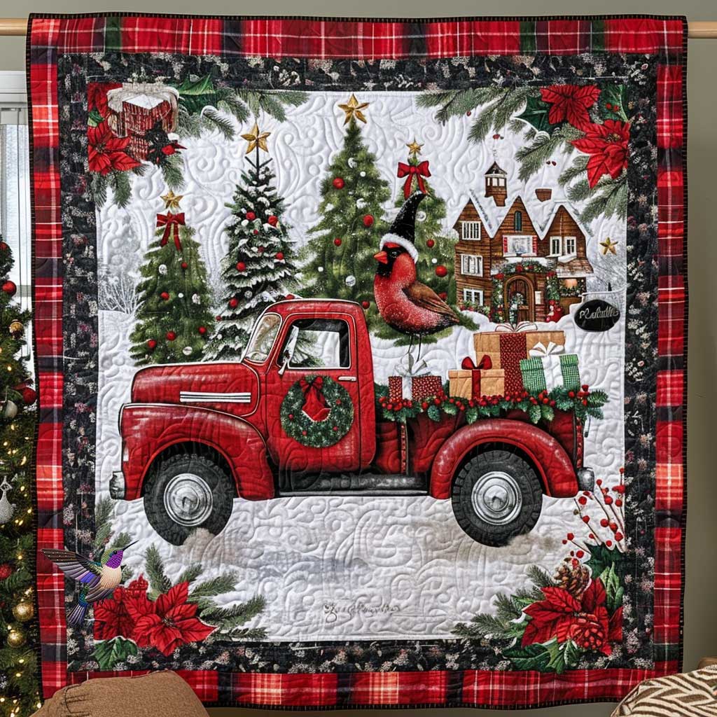 Roter Truck Schlittenfahrt Quilt