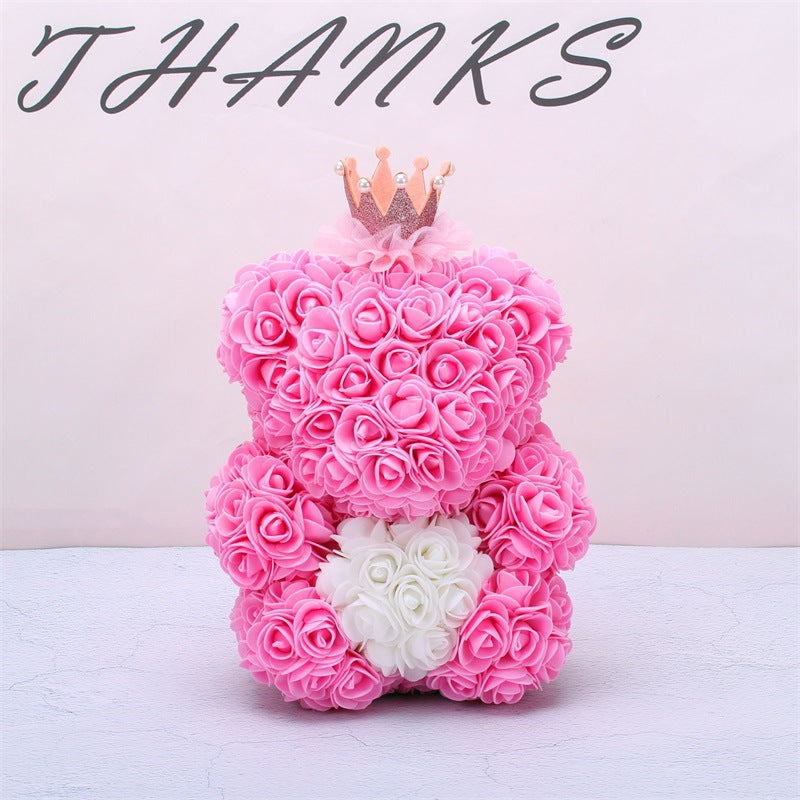 Frendorf | Valentinstag Geschenk Rose Bär Ewige Blume Rose Teddybär PE Schaum Bär 25cm Valentinstag