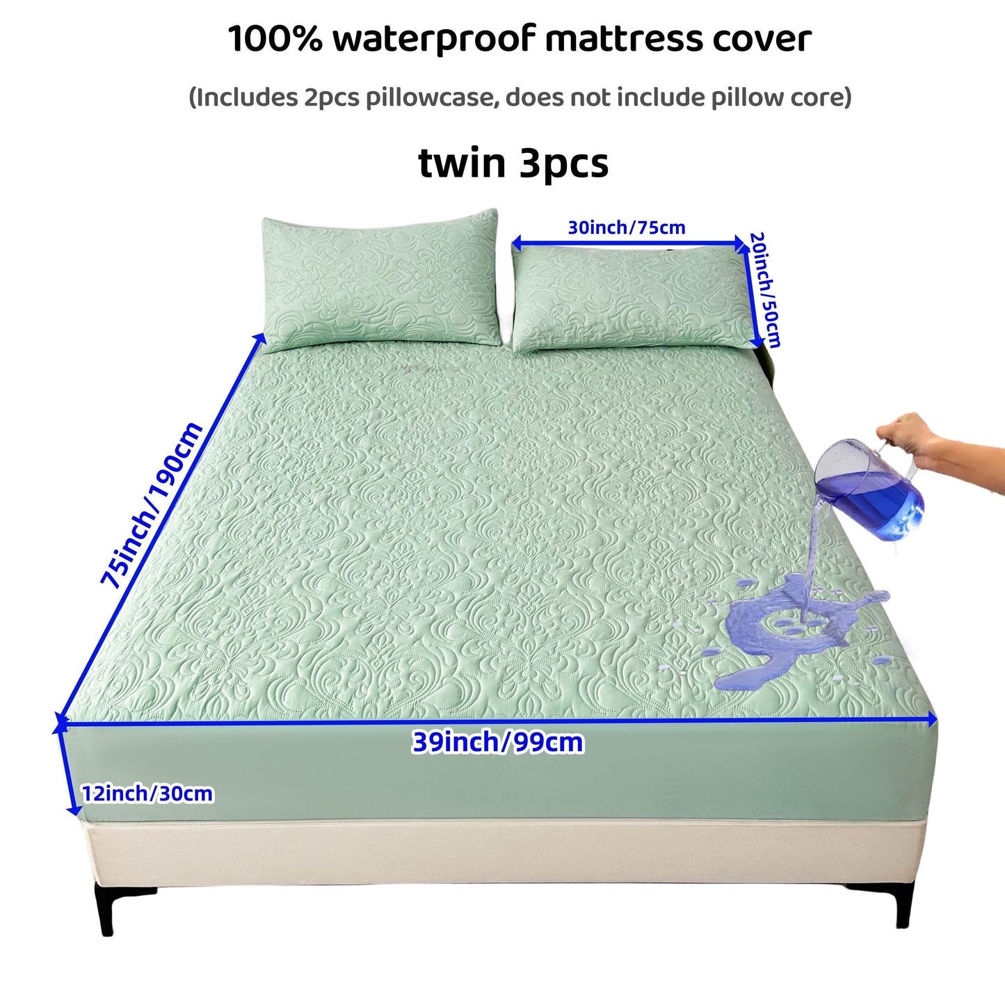 3-teiliger wasserdichter Matratzenschoner Set – Atmungsaktiv, Staubdicht, Rutschfest, Maschinenwaschbar, Spannbettlaken mit tiefem Pocket für alle Jahreszeiten