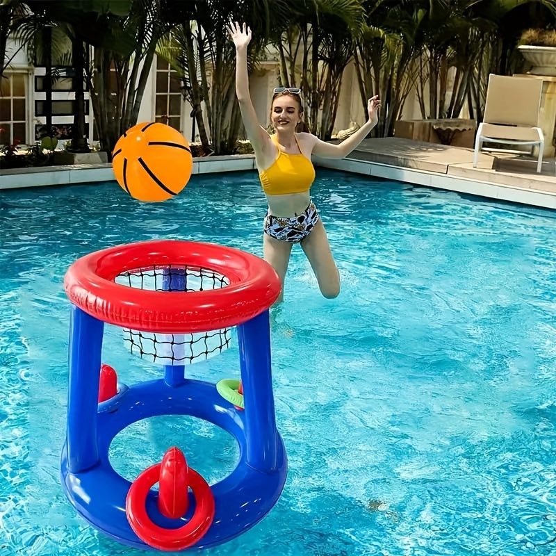 Frendorf | Aufblasbares Pool-Basketball-Set – Hoop, Ball und Ringe inklusive