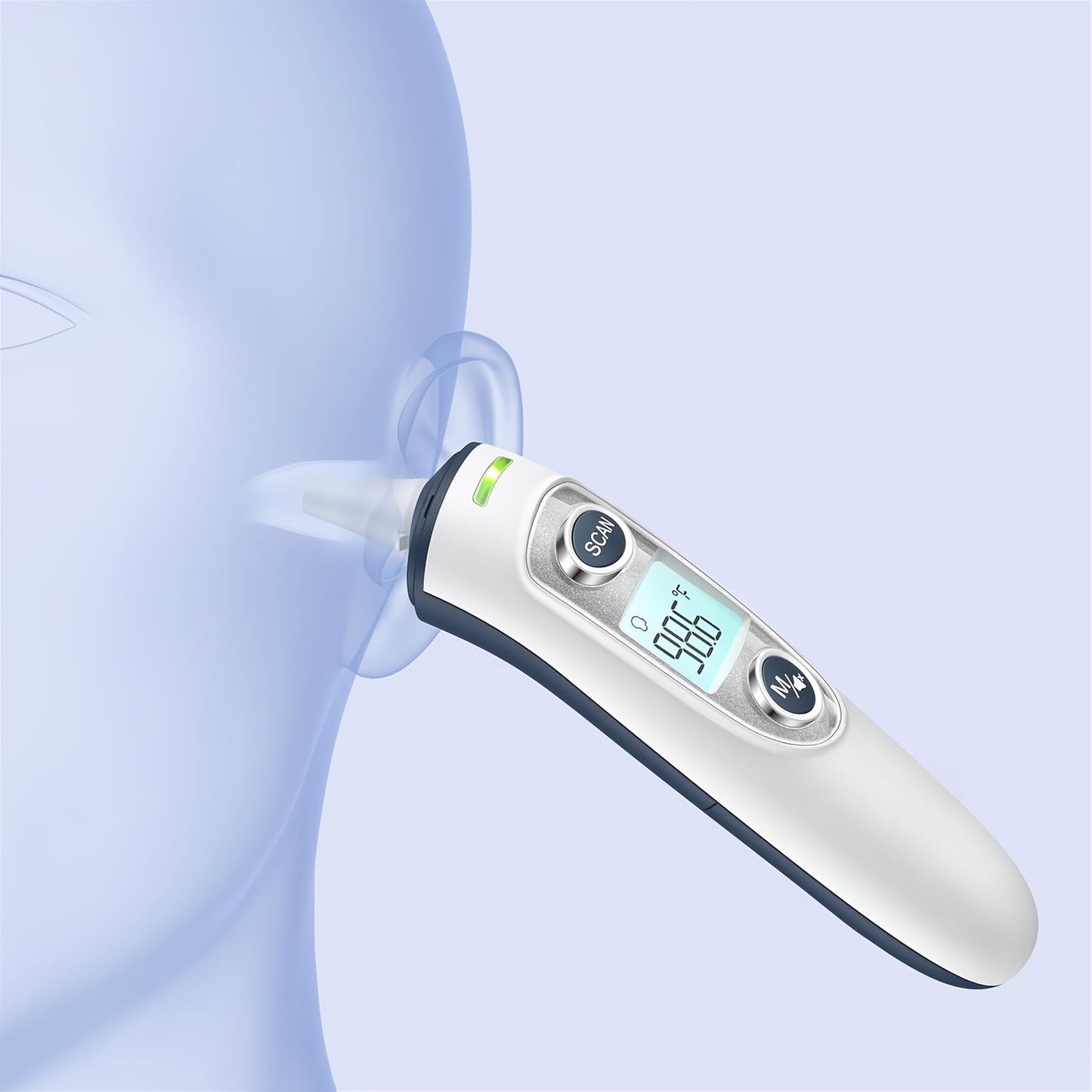 Frendorf | 2-in-1 Digitalthermometer mit schneller 1-Sekunden-Messung - Geeignet für Stirn und Ohr