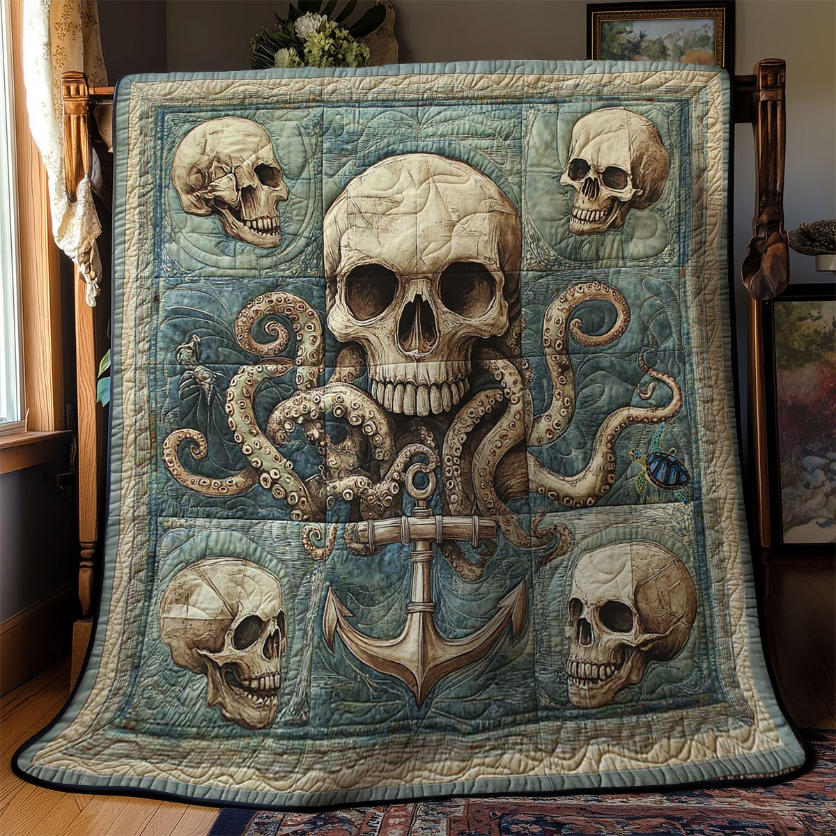 Anker und Totenkopf Steppdecke