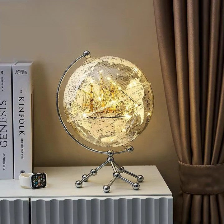 Frendorf | Goldene Segel-Weltkarte Dekor LED-Licht