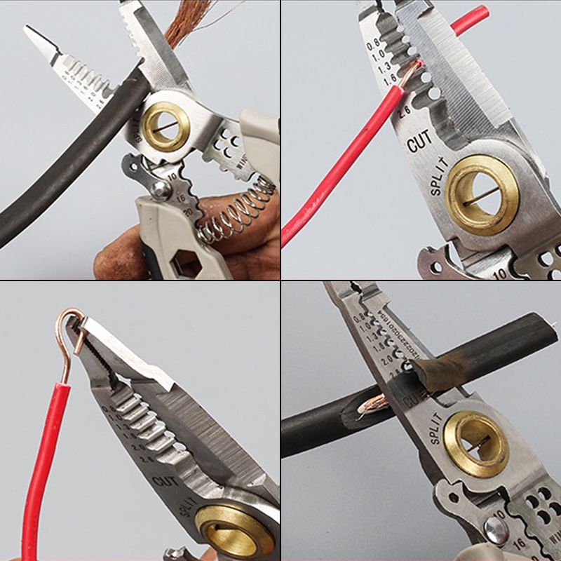 7-Zoll Multifunktionsdrahtabschneider – Abisolieren, Schneiden, Crimpen und Schrauben für Elektroarbeiten, Chrom-Vanadium-Stahl, ergonomischer Griff