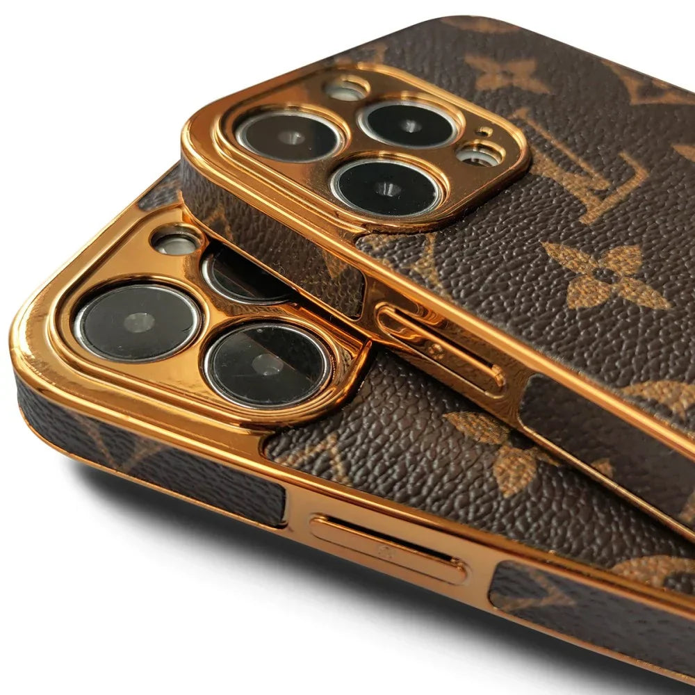Frendorf | SOFT LUXURY LV IPHONE HÜLLE MIT GOLDENEM RAND