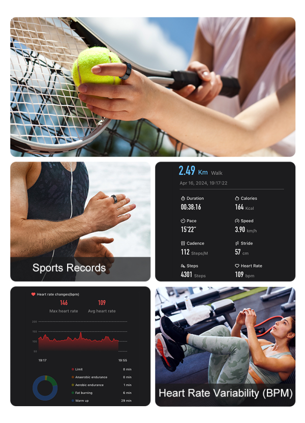Frendorf | VitalLink Serie 2 Smart Fitness Tracking Ring mit Herzfrequenzmonitor und Schlafanalyse zur Gesundheits- und Aktivitätsüberwachung