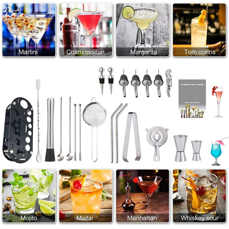 1-22 Stück Edelstahl Cocktail Shaker Set Cocktail Bar Werkzeuge