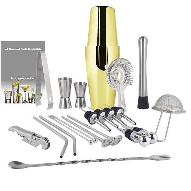 Frendorf | 1-22 Teile Edelstahl Cocktail Shaker Set Cocktail Bar Werkzeuge
