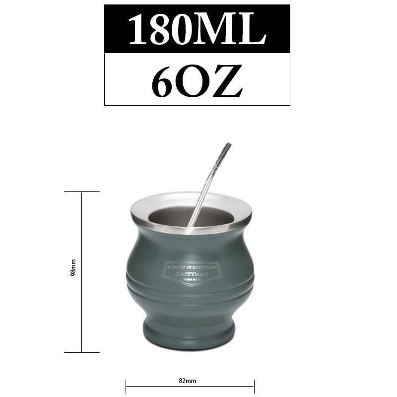 1 Set/Los Yerba Mate Kürbisse Edelstahl Calabash Tassen Kits Doppelwandige Wärmeisolierung Mit Strohhalm Und Reinigungsbürste