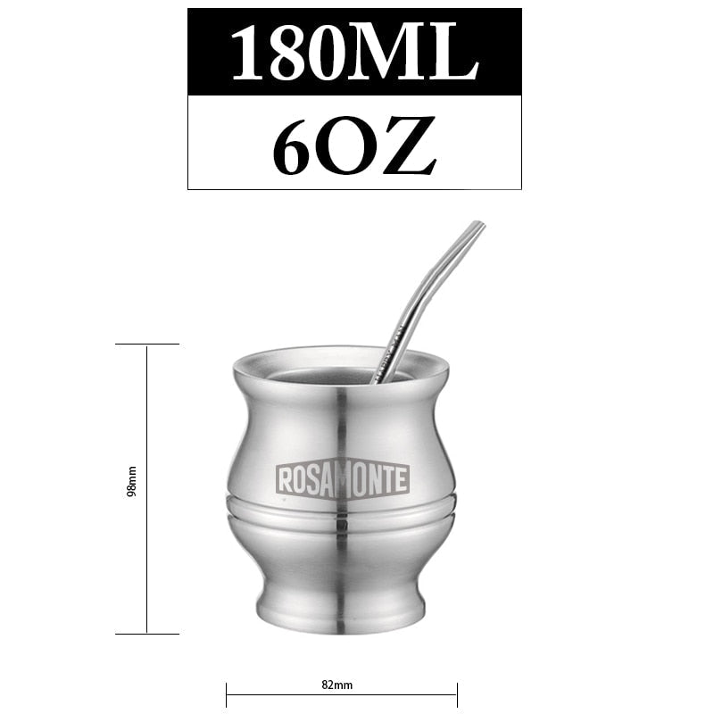 1 Set/Los Yerba Mate Kürbisse Edelstahl Calabash Tassen Kits Doppelwandige Wärmeisolierung Mit Strohhalm Und Reinigungsbürste