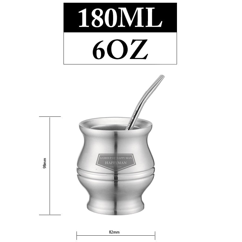 1 Set/Los Yerba Mate Kürbisse Edelstahl Calabash Tassen Kits Doppelwandige Wärmeisolierung Mit Strohhalm Und Reinigungsbürste