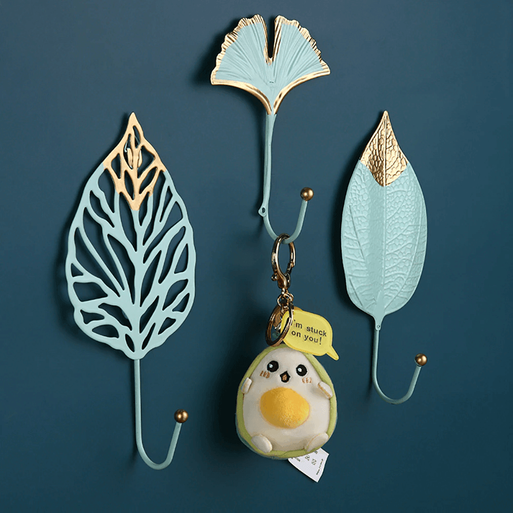 Frendorf | LeafLuxe Metall Wandhaken im Blätterdesign | Elegantes & Funktionales Dekor | In Gold & Blau erhältlich