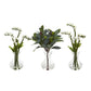 10” Baby Breath und Oliven Arrangement in Vase (Set von 3)
