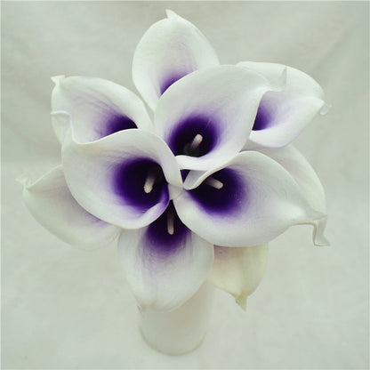 10 marineblaue Calla-Lilien PU Real Touch Blumen Hochzeitsdekoration Sträuße Tischdekoration Kunstblumen Wohnkultur