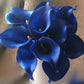 10 marineblaue Calla-Lilien PU Real Touch Blumen Hochzeitsdekoration Sträuße Tischdekoration Kunstblumen Wohnkultur