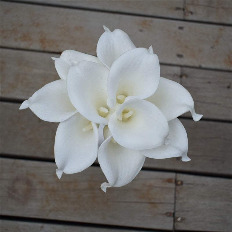 10 marineblaue Calla-Lilien PU Real Touch Blumen Hochzeitsdekoration Sträuße Tischdekoration Kunstblumen Wohnkultur