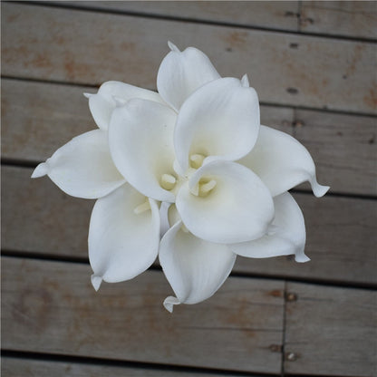 10 marineblaue Calla-Lilien PU Real Touch Blumen Hochzeitsdekoration Sträuße Tischdekoration Kunstblumen Wohnkultur
