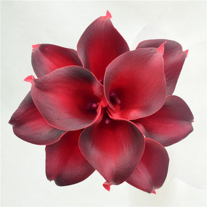 10 marineblaue Calla-Lilien PU Real Touch Blumen Hochzeitsdekoration Sträuße Tischdekoration Kunstblumen Wohnkultur