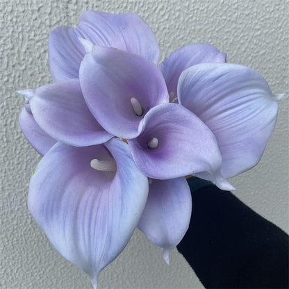 10 marineblaue Calla-Lilien PU Real Touch Blumen Hochzeitsdekoration Sträuße Tischdekoration Kunstblumen Wohnkultur