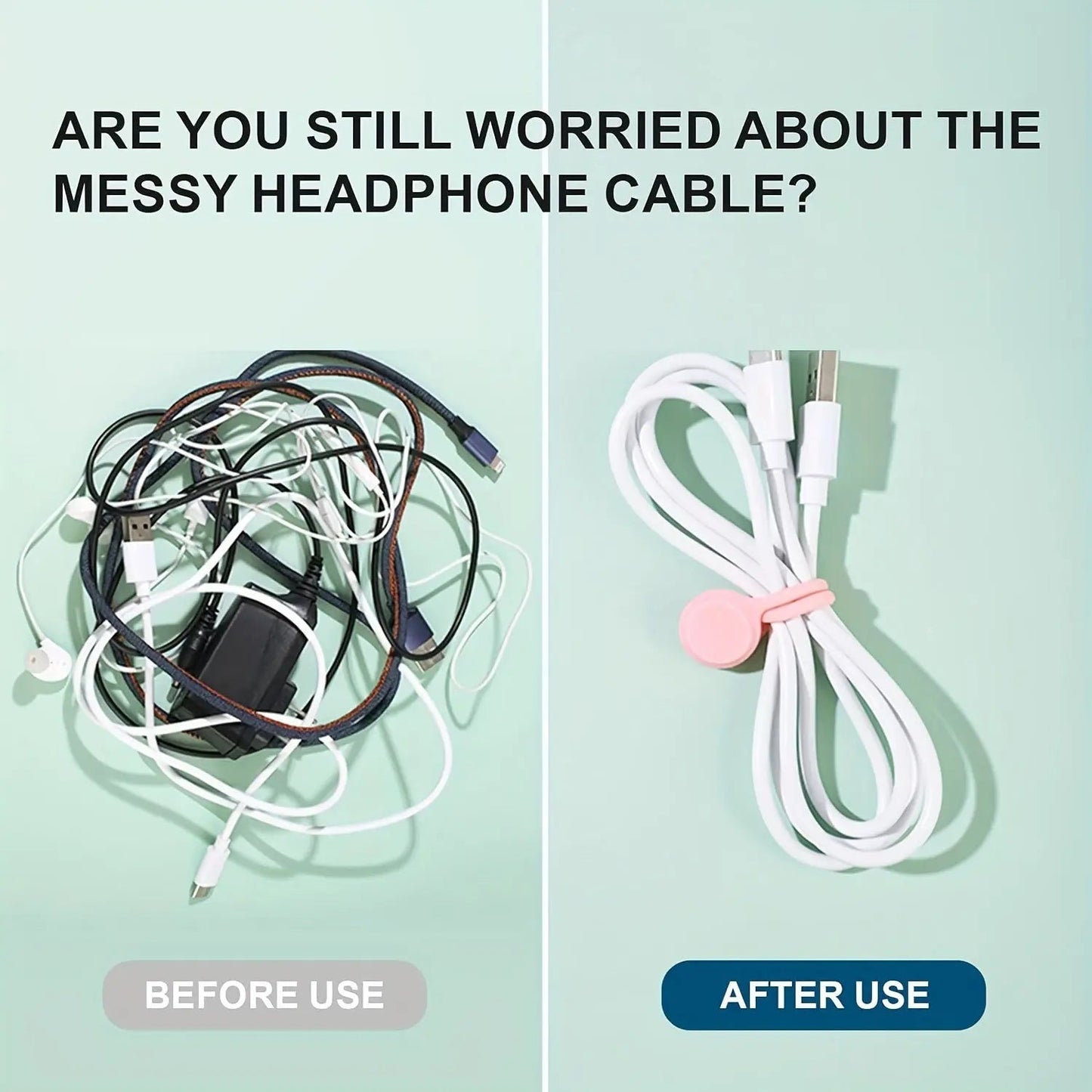 Frendorf | 10 Stück Magnetische Silikon Kabel- und Schlüsselordnerbänder