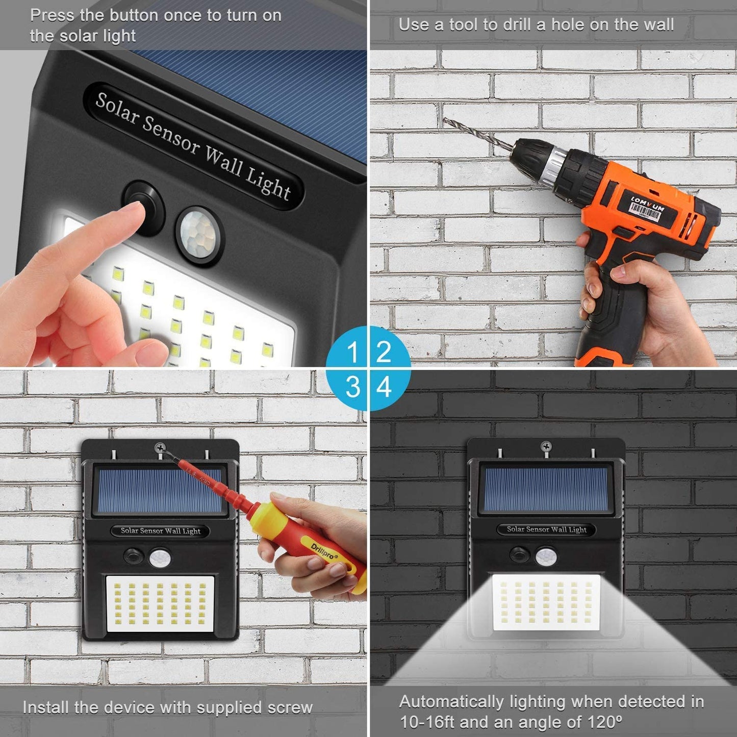 Frendorf | 10er-Pack: 42 LED Außen Solar Licht