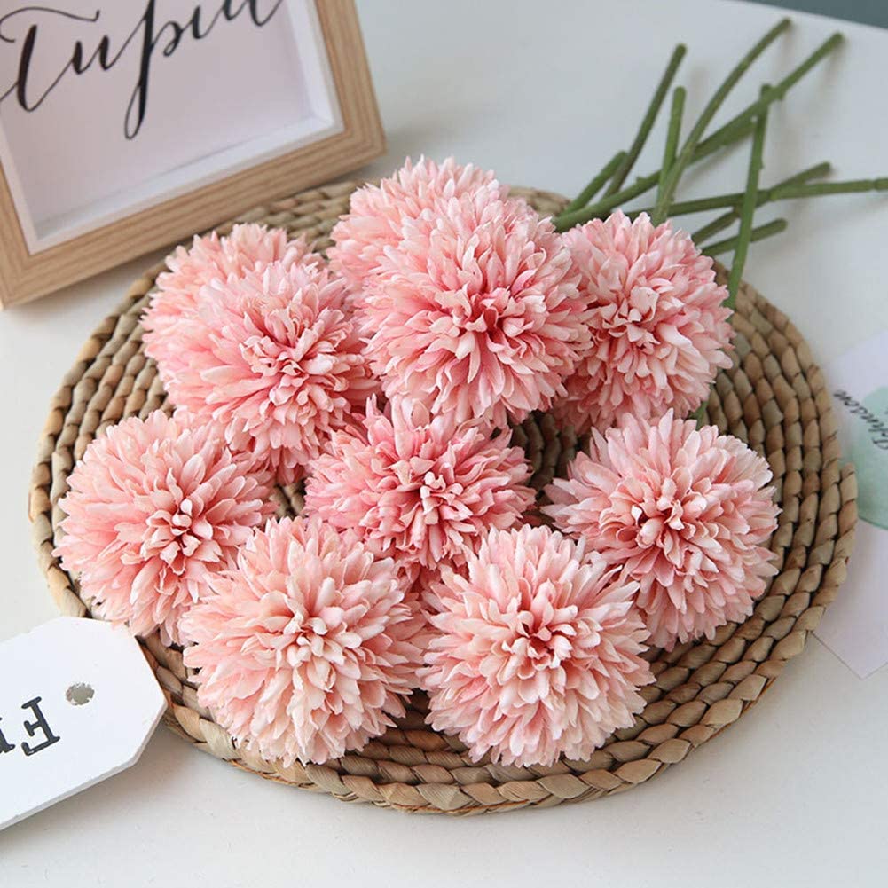 Frendorf | 10-Teilig: Künstliche Blumen Chrysanthemen Ball Blumenstrauß