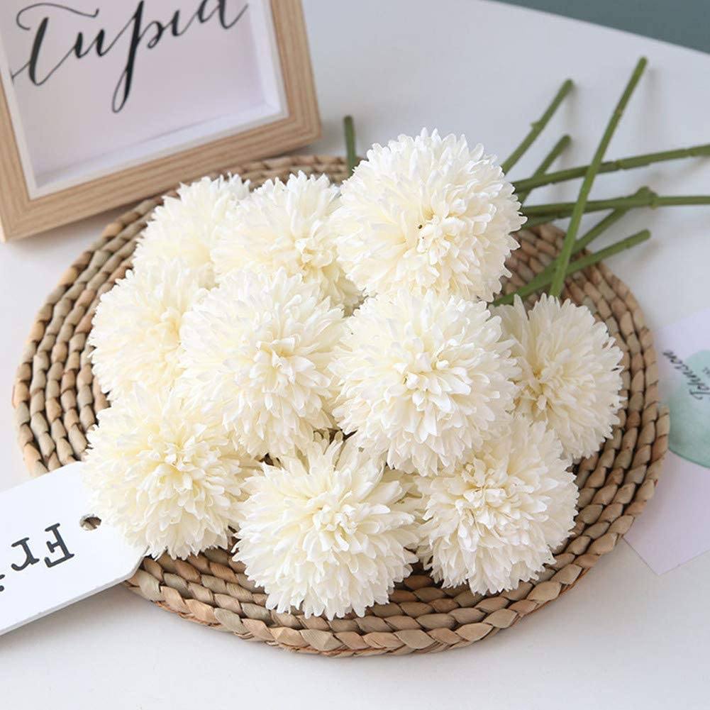 Frendorf | 10-Teilig: Künstliche Blumen Chrysanthemen Ball Blumenstrauß