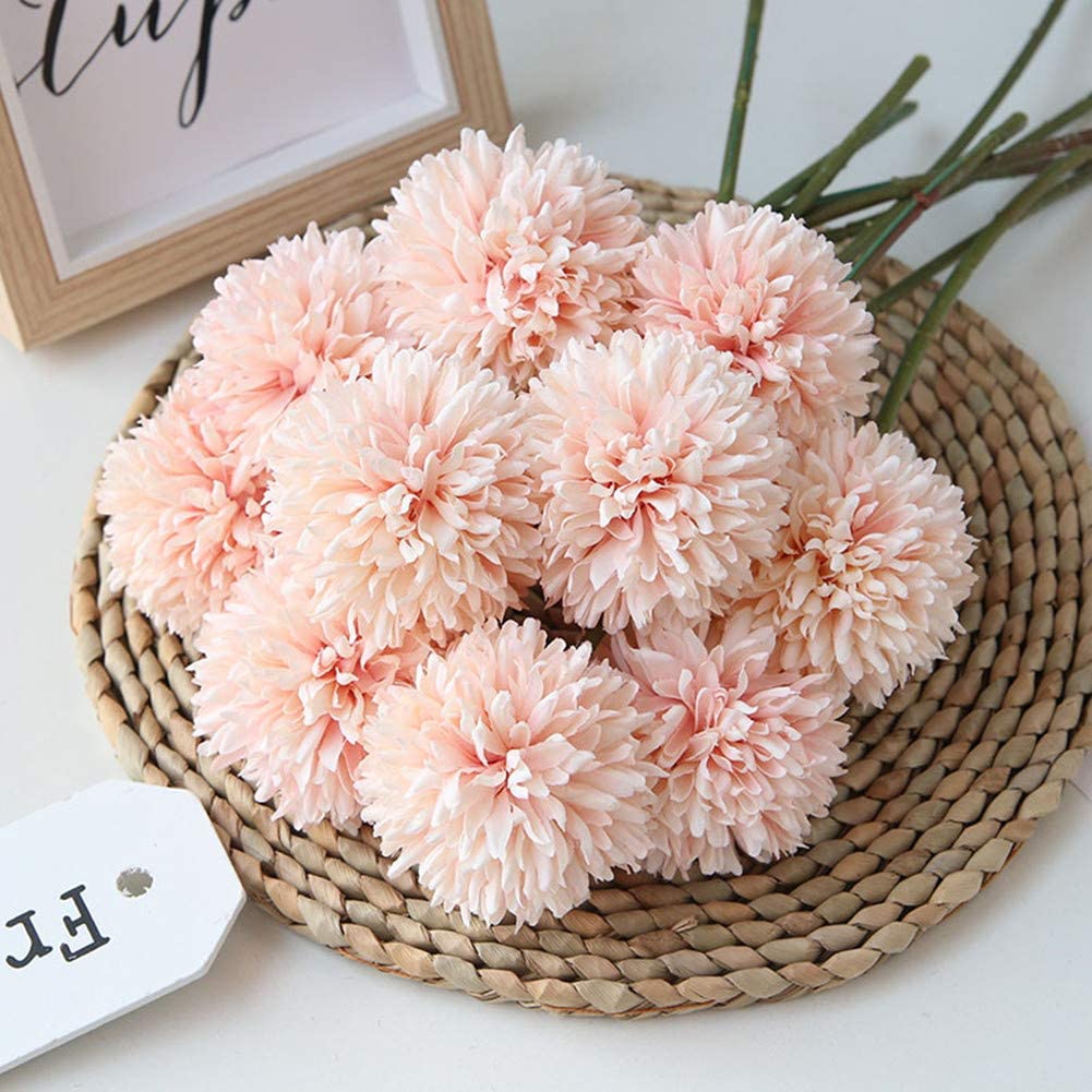 Frendorf | 10-Teilig: Künstliche Blumen Chrysanthemen Ball Blumenstrauß