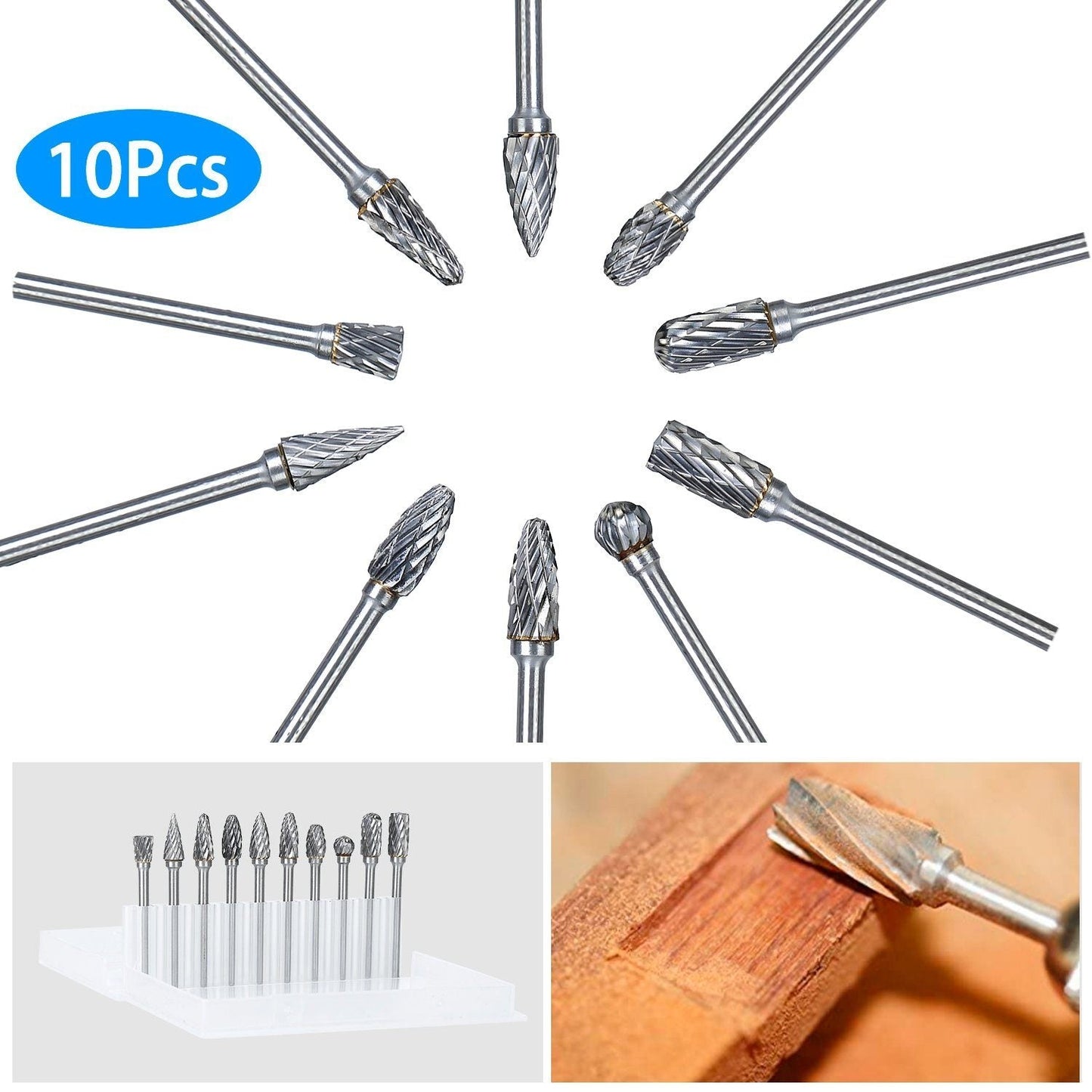 Frendorf | 10-teilig: Doppelschneidige Hartmetall-Rotationsfräser-Bit-Set