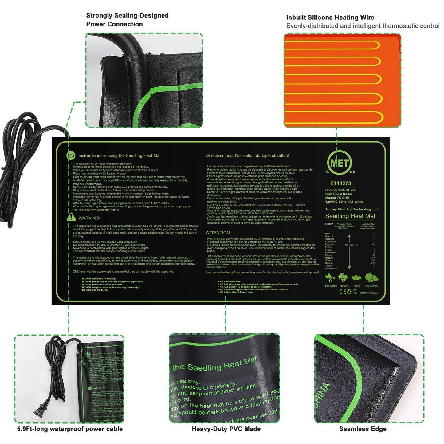 Frendorf | 10" x 20" Keimlingsheizmatte für die Samenkeimung