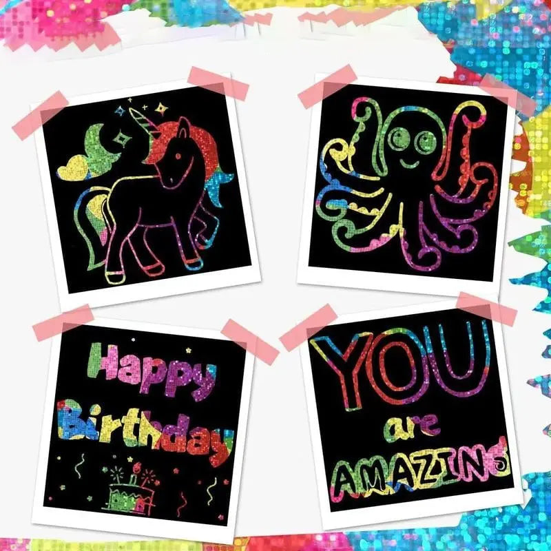 Frendorf | 100 Stück Kratzbilder-Set – Kreativer DIY-Spaß für Kinder & Erwachsene