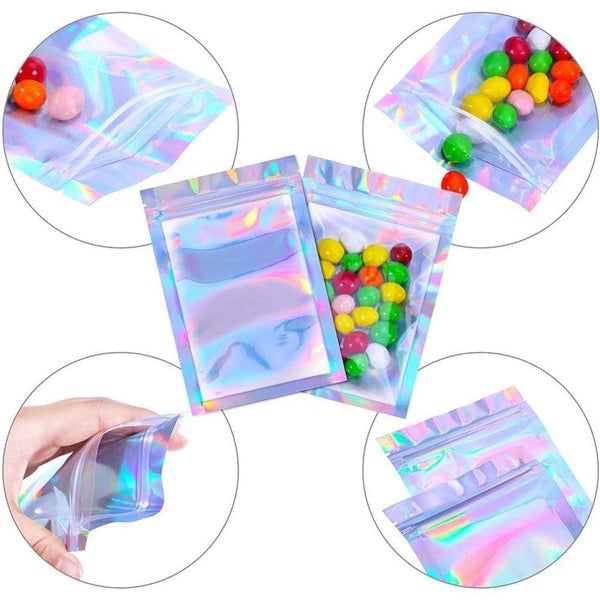 Frendorf | 100-Pack: Wiederverschließbare holografische Folientaschen