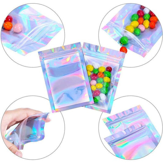 Frendorf | 100-Pack: Wiederverschließbare holografische Folientaschen
