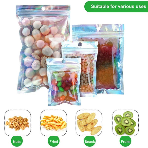 Frendorf | 100-Pack: Wiederverschließbare holografische Folientaschen