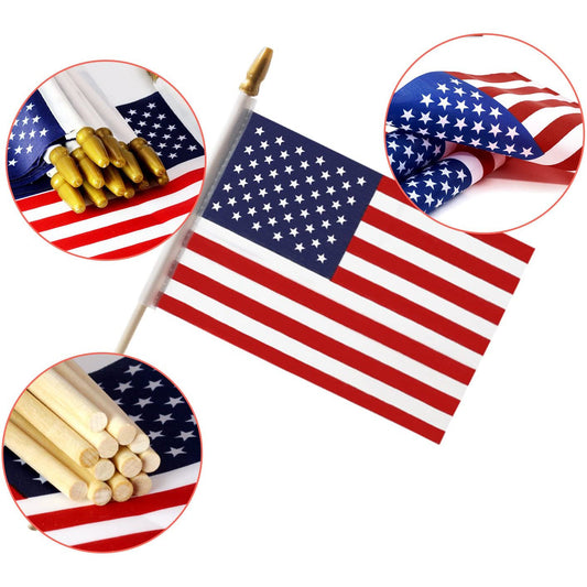 Frendorf | 100-Pack: USA 4x6 in Holzstabflagge