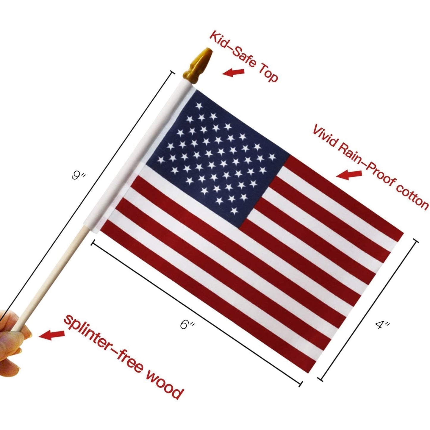 Frendorf | 100-Pack: USA 4x6 in Holzstabflagge