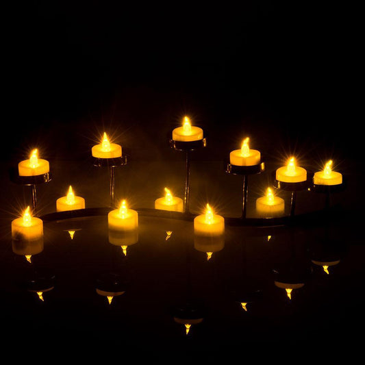 Frendorf | 100-teilig: Ambergelbe LED-Teelichter flammenlos flackernde Kerzen
