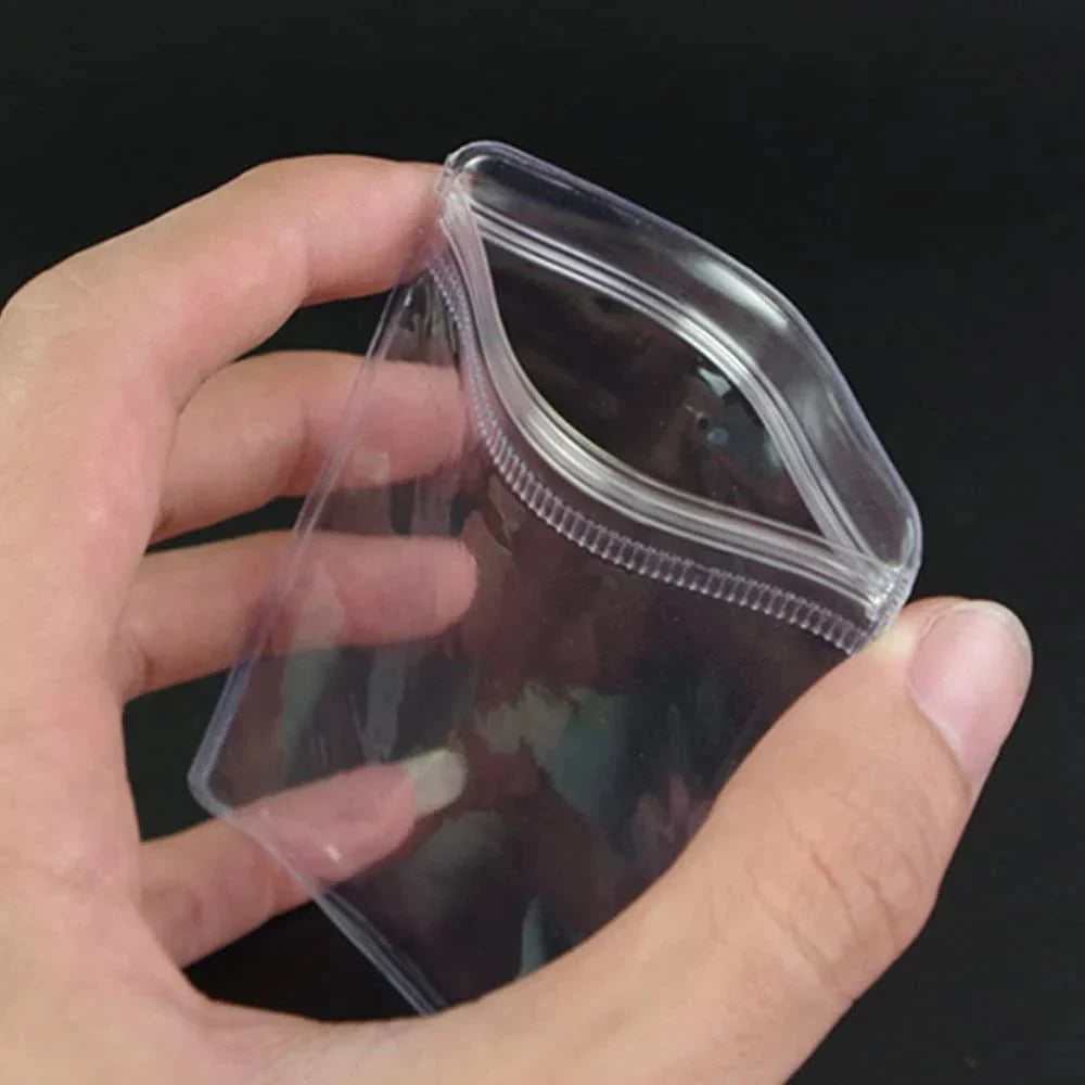 Frendorf | 100-Teile: Transparente PVC-Kunststoff Aufbewahrung versiegelte Schmucktasche