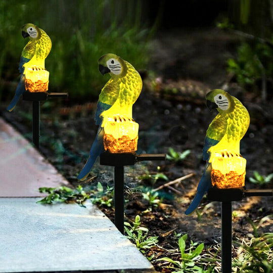Frendorf | Garten-Eule-Papagei-Statue LED Solarlicht Außen wasserdicht Rasenlampe