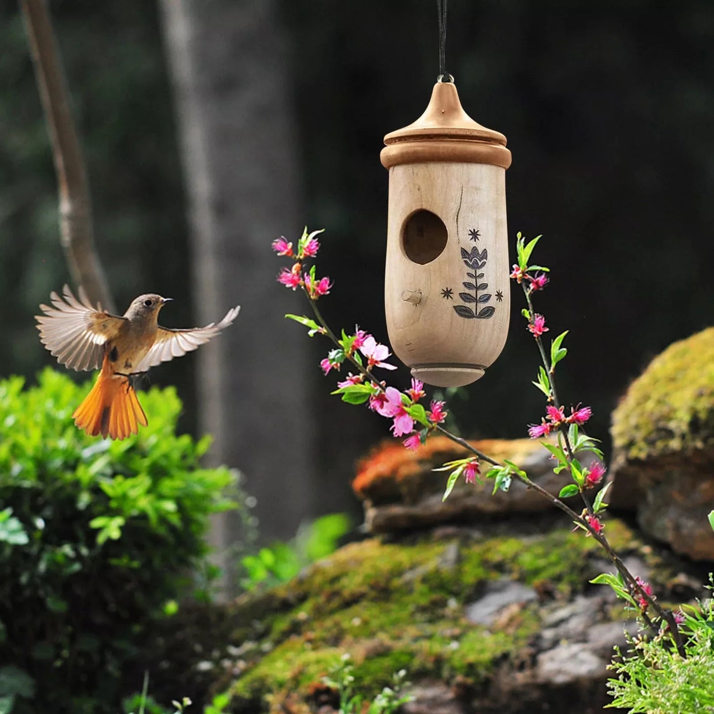Frendorf | Holzhängematte Kolibrihaus - Geschenk für Naturliebhaber