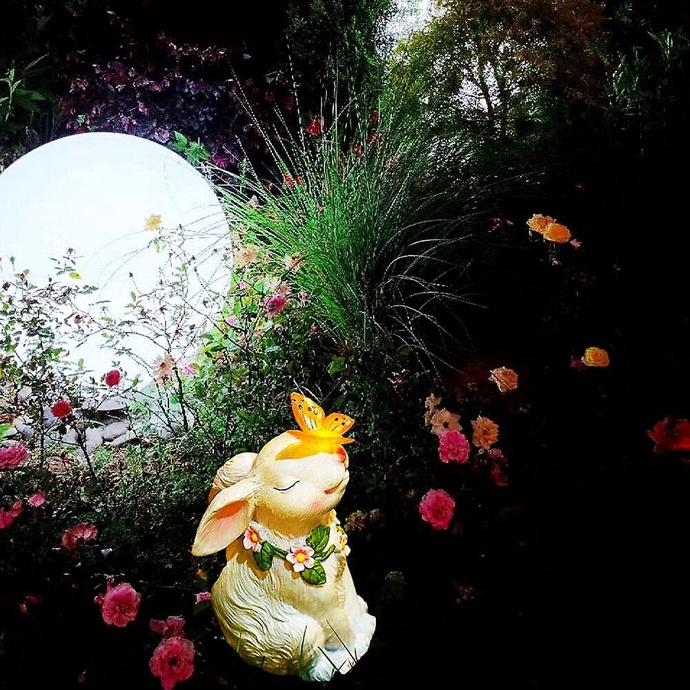 Frendorf | Oster Solarbetriebene LED Kaninchen Mit Schmetterling Außen Dekor Garten Licht